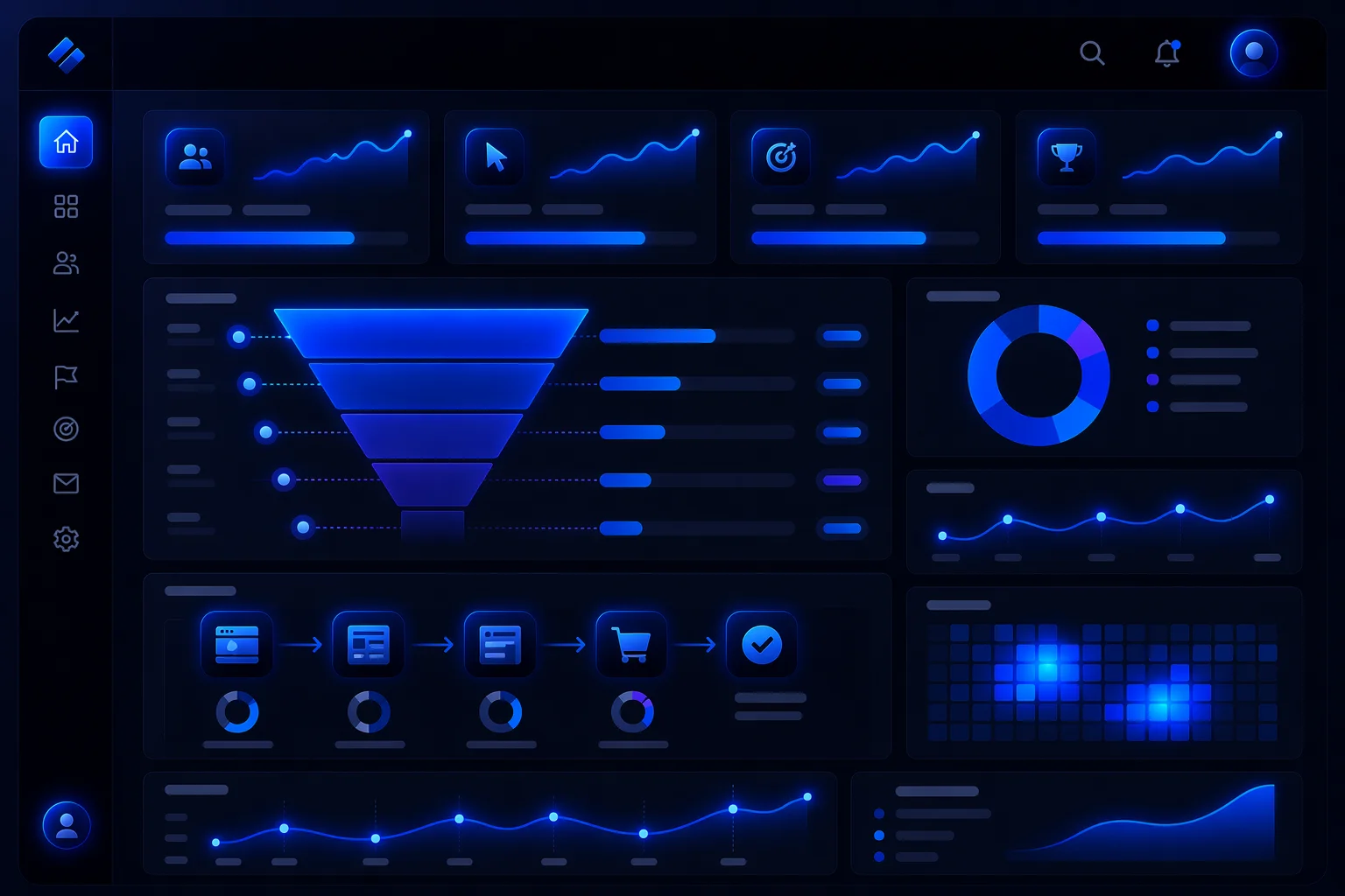 Dönüşüm oranları, hedef tamamlama ve kampanya verimliliği analizi görseli