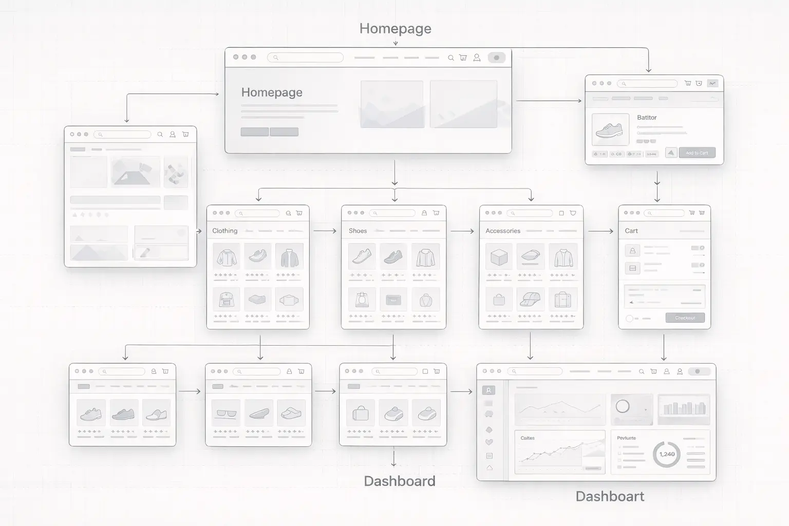 E-ticaret sitesi kategori ve ürün planlama görseli