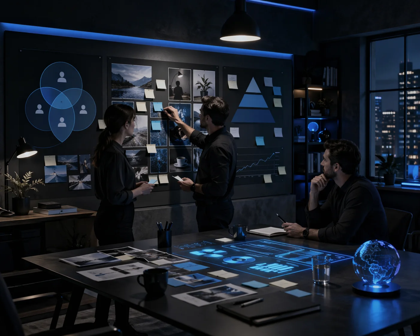 İçerik pazarlaması ve marka stratejisi için modern planlama, iletişim kurgusu ve marka konumlandırma görseli