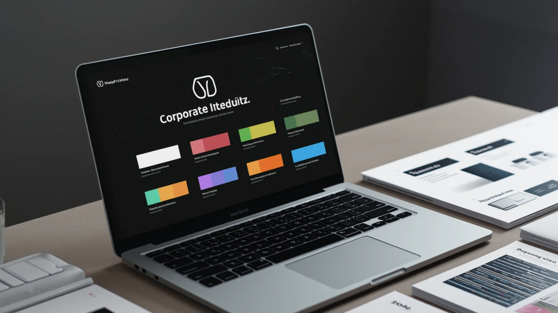 Kurumsal kimlik sunumu, kullanım sistemi ve profesyonel teslim süreci görseli