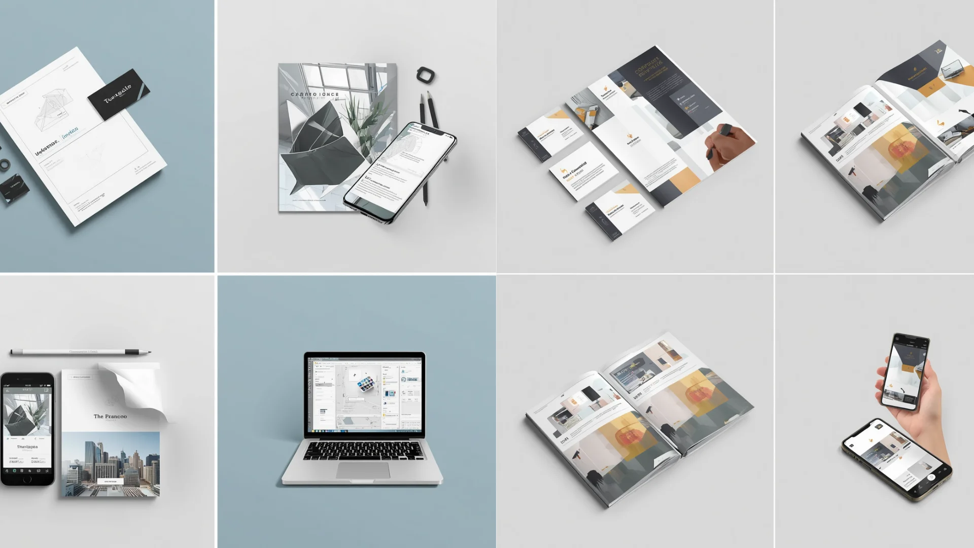 Kartvizit, sunum ve kurumsal materyallerde tutarlı marka uygulamaları görseli