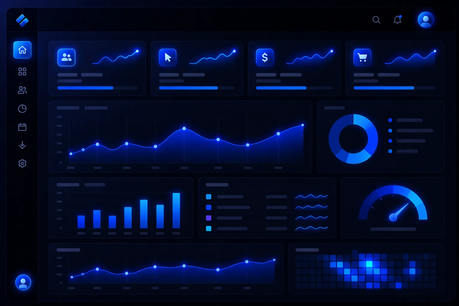 Performans raporlama dashboardu, özet veriler ve dijital metrikler görseli