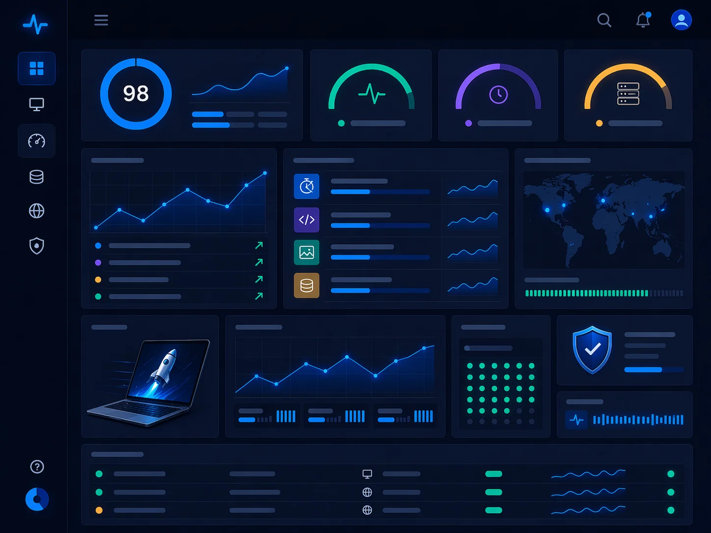 Web sitesi performans kontrolleri ve teknik sağlık görseli
